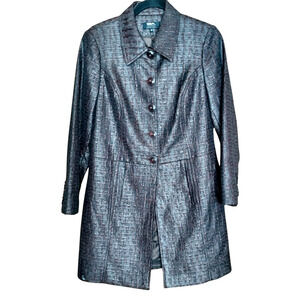 Tribal Women's Animal Print Mid-Length Button Up Lined Chocolate Brown Jacket 6